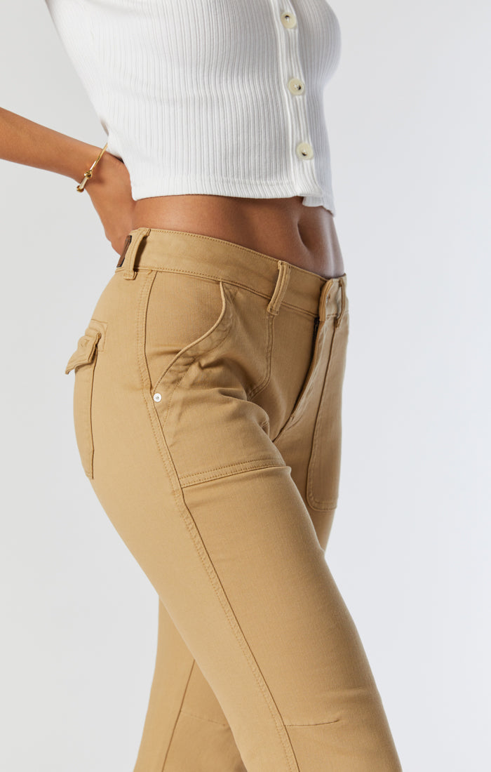 Twill Flare Cargo Pants - Brown
