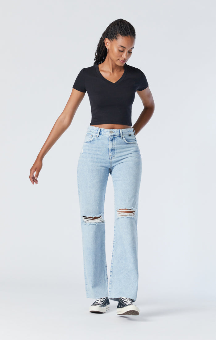 BARCELONA WIDE LEG JEANS IN BLEACHED RIPPED ORGANIC BLUE - Mavi Jeans