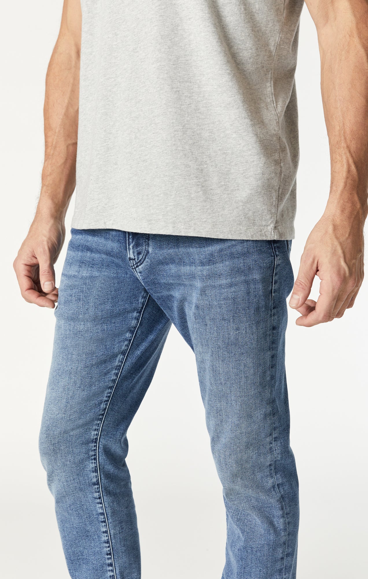 CREW NECK T-SHIRT IN LIGHT GREY MELANGE - Mavi Jeans