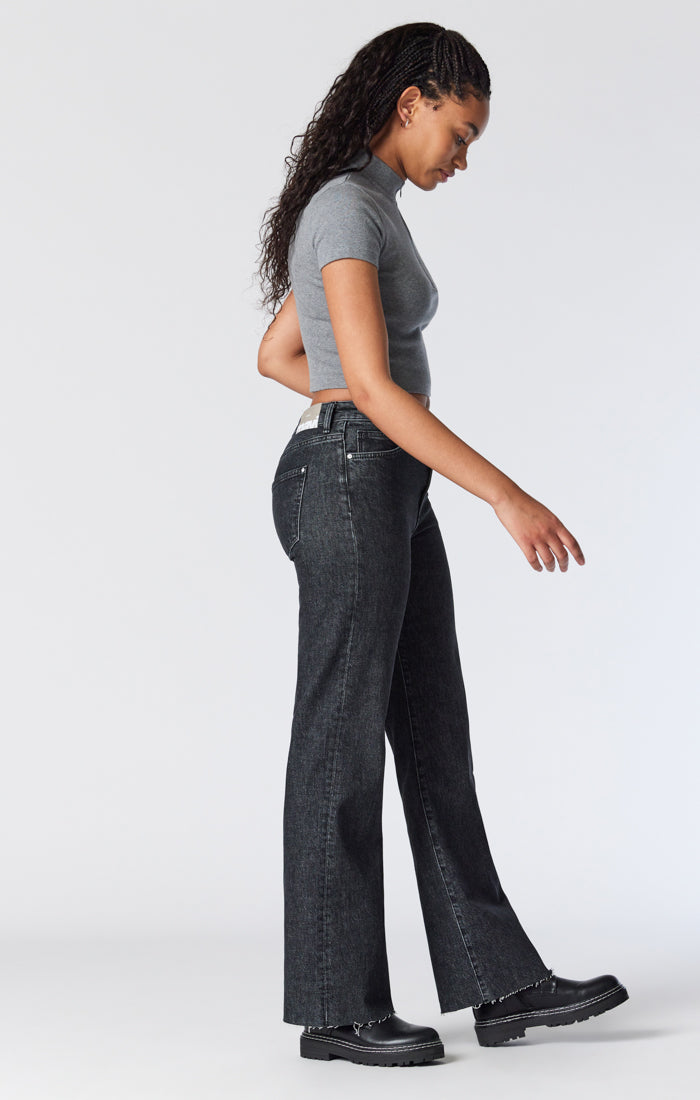 Women's Victoria Wide-Leg Jeans In Black Brushed Recycle Blue