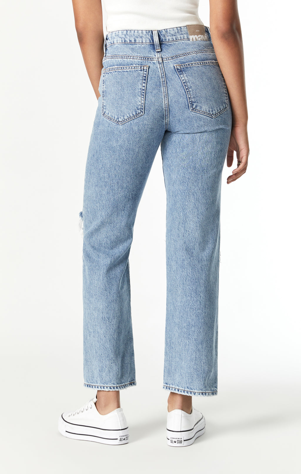 BARCELONA WIDE LEG IN MID RIPPED TRUE BLUE - Mavi Jeans