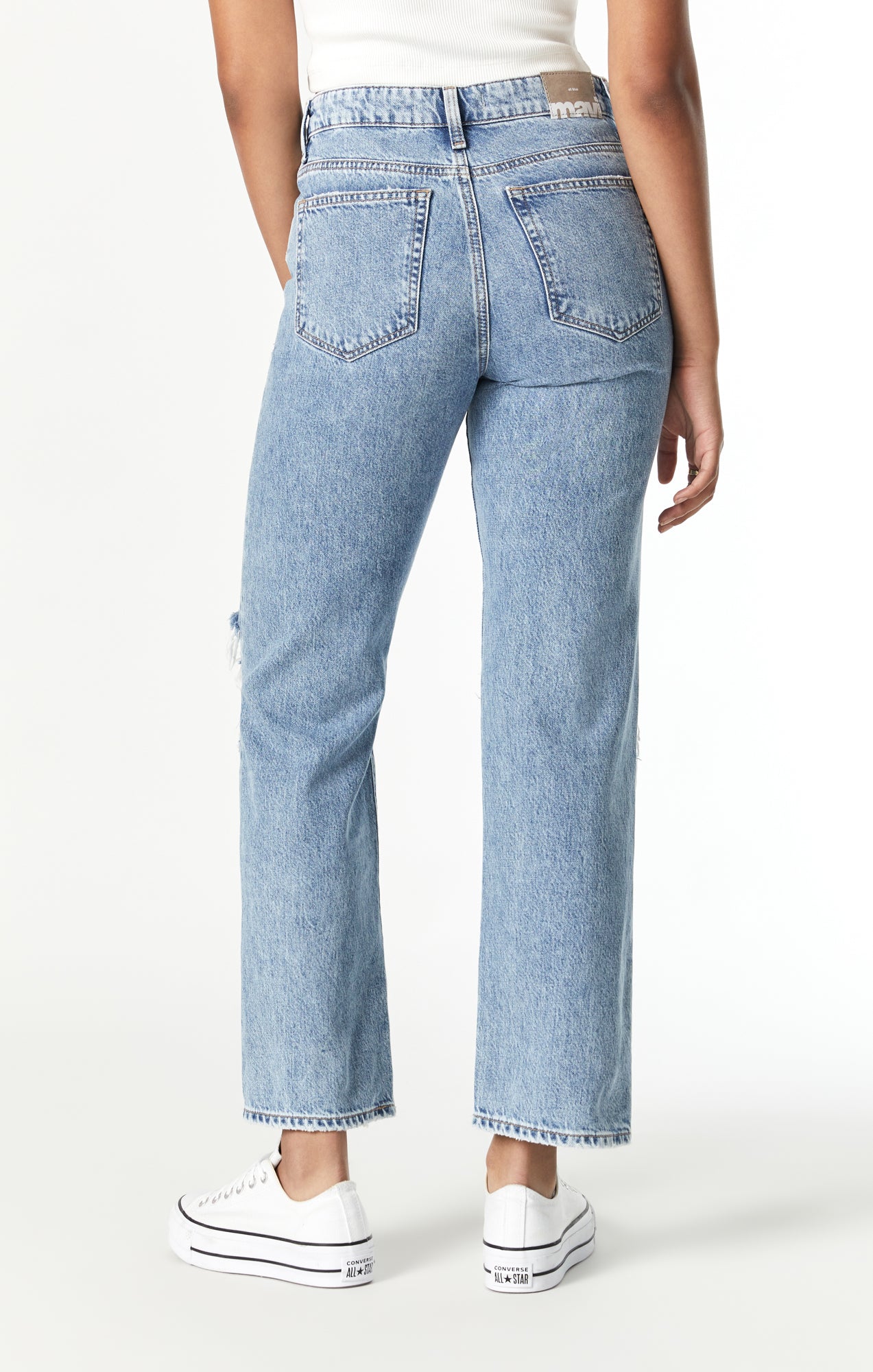 BARCELONA WIDE LEG IN MID RIPPED TRUE BLUE - Mavi Jeans
