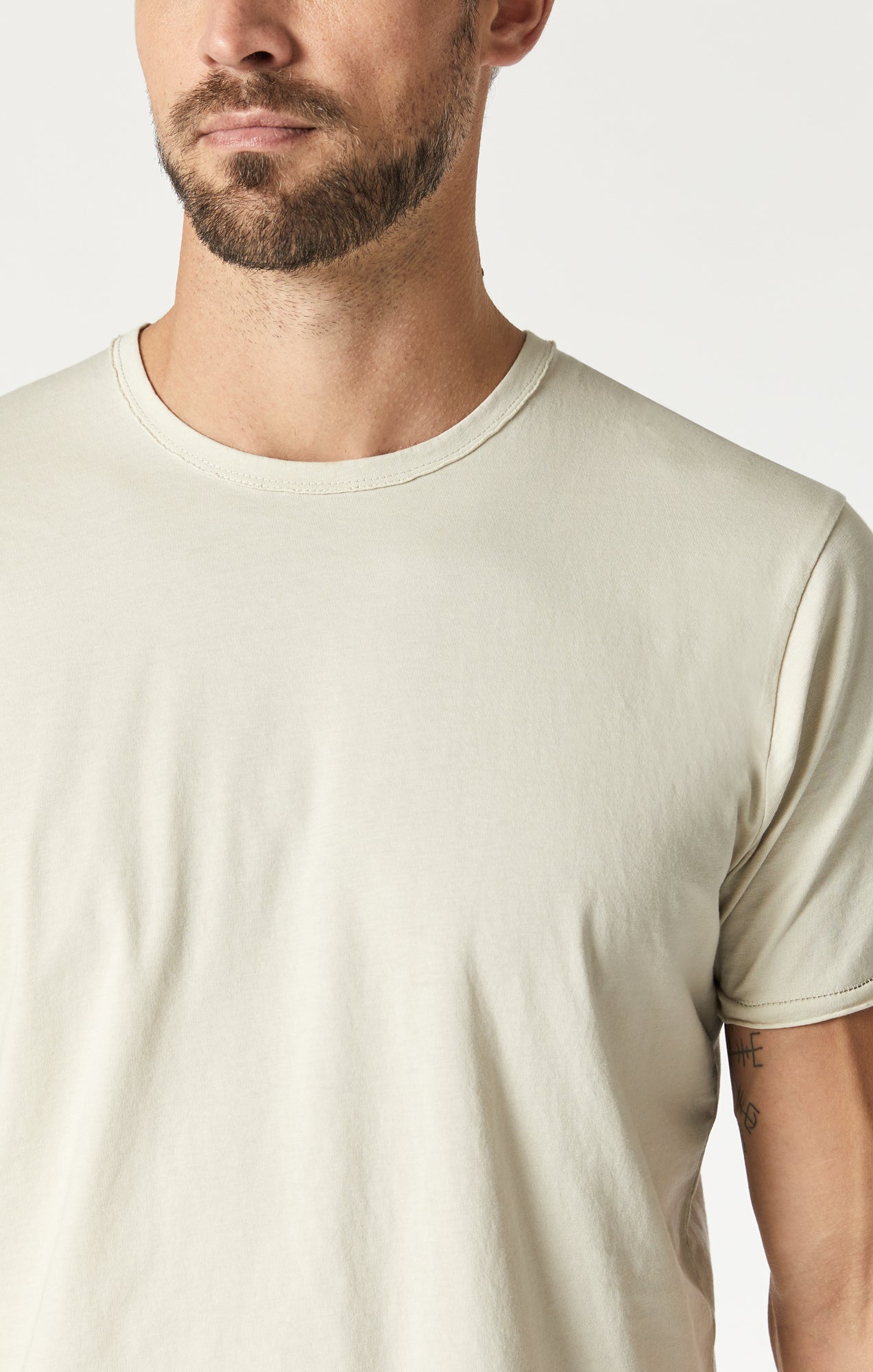 Mavi Men's Raw Edge Neck T-Shirt In Pelican