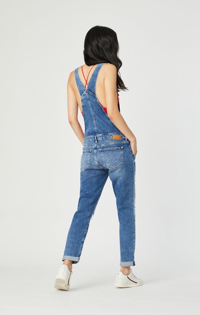 Ripped Denim Dungarees With Pocket | Ripped denim, White ripped jeans,  Overalls