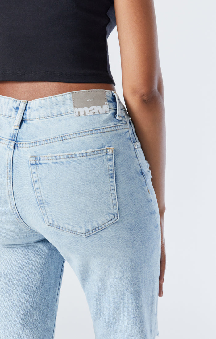 BARCELONA WIDE LEG JEANS IN BLEACHED RIPPED ORGANIC BLUE - Mavi Jeans