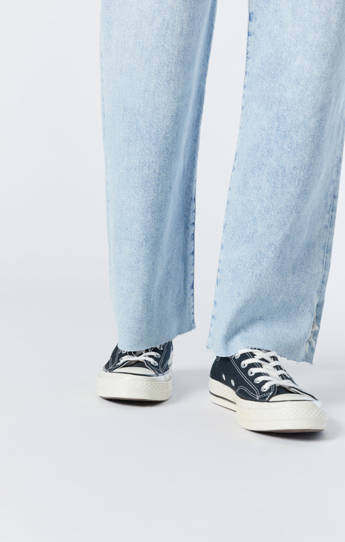 BARCELONA WIDE LEG JEANS IN BLEACHED RIPPED ORGANIC BLUE - Mavi Jeans