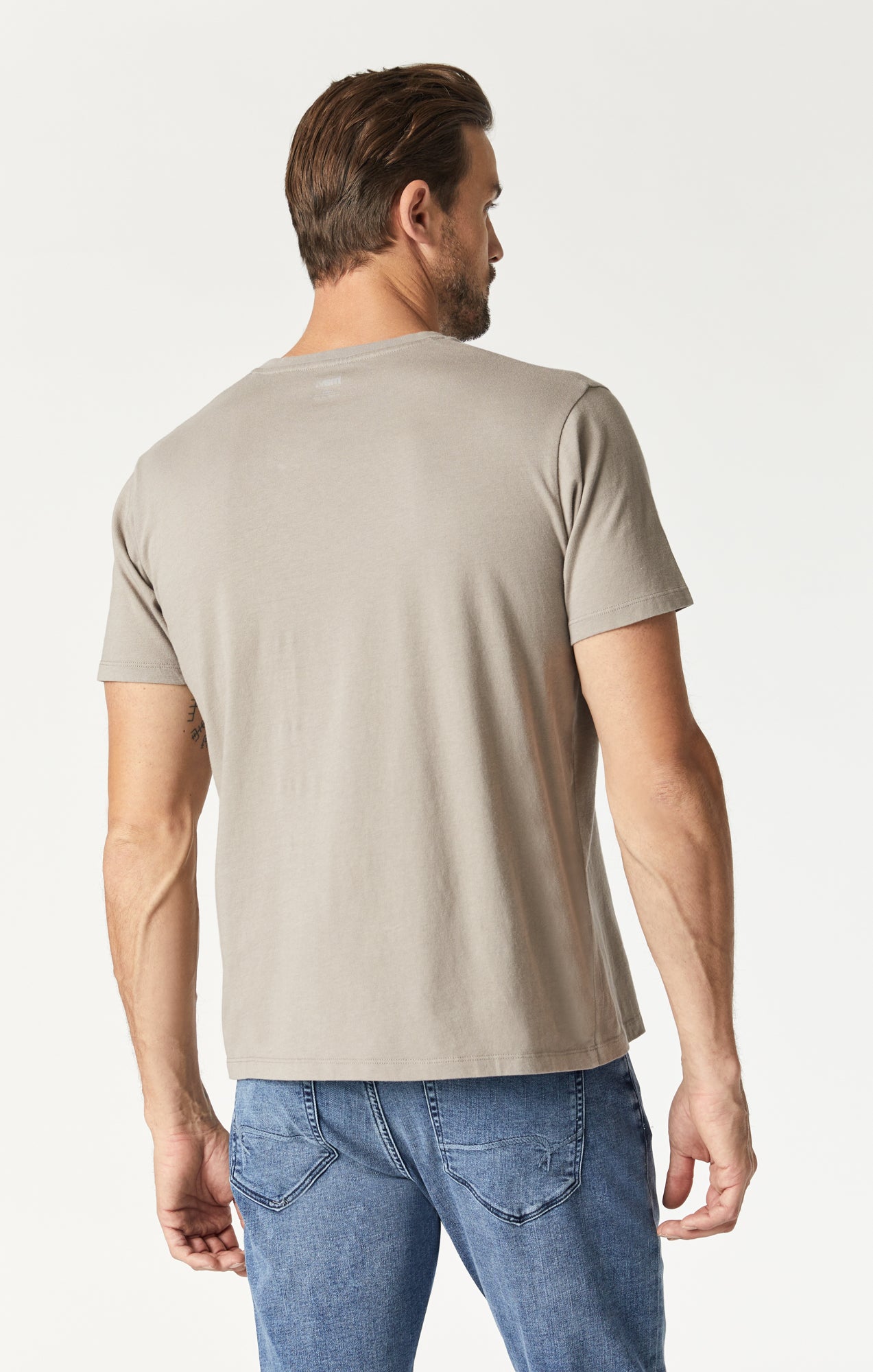 Mavi Men's Crew Neck T-Shirt In Light Grey Melange