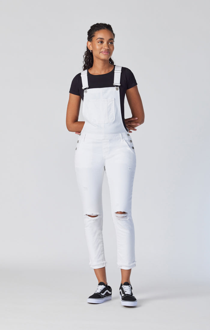 EDERA OVERALLS IN WHITE RIPPED & FRINGE - Mavi Jeans