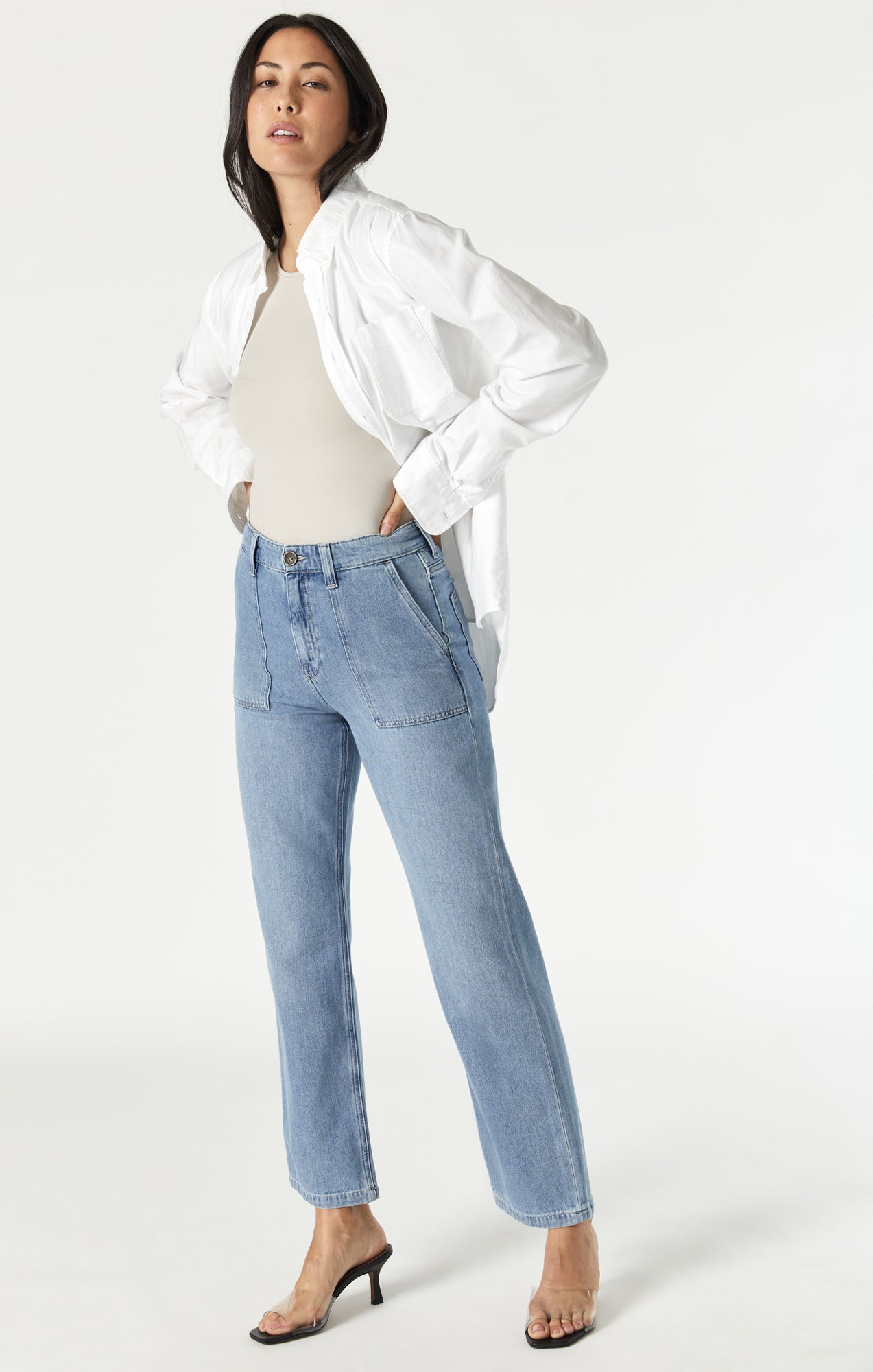 Mavi Women's Shelia High-Rise Front Pocket Straight In Mid Used