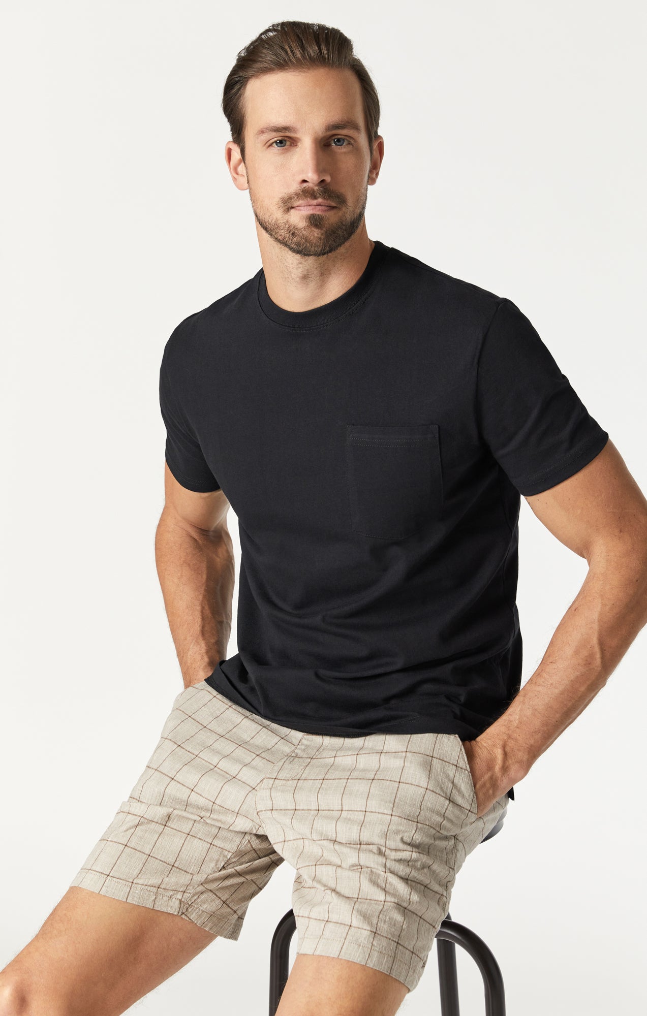 NATE SHORTS IN BEIGE CHECKED - Mavi Jeans
