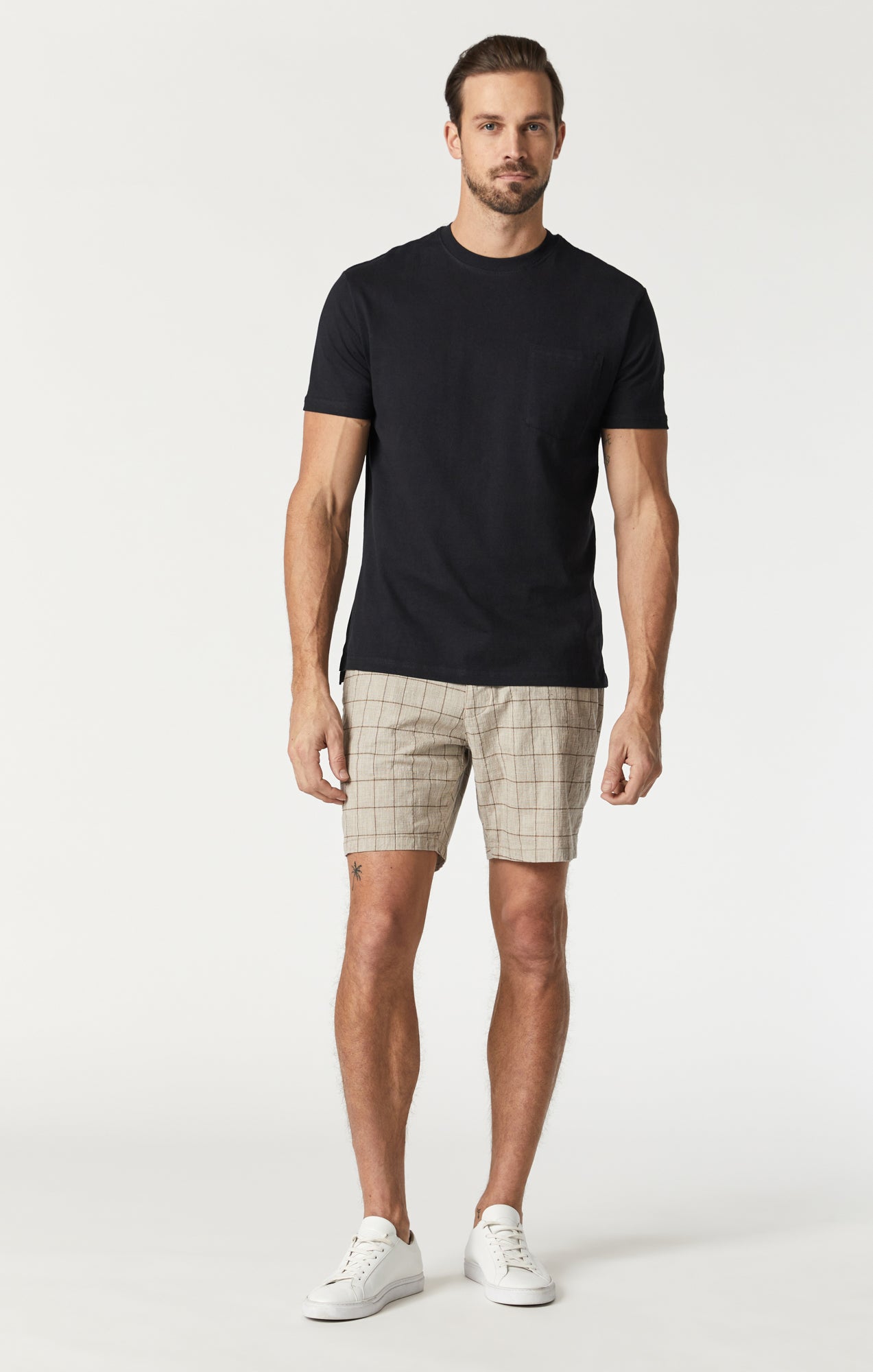 NATE SHORTS IN BEIGE CHECKED - Mavi Jeans