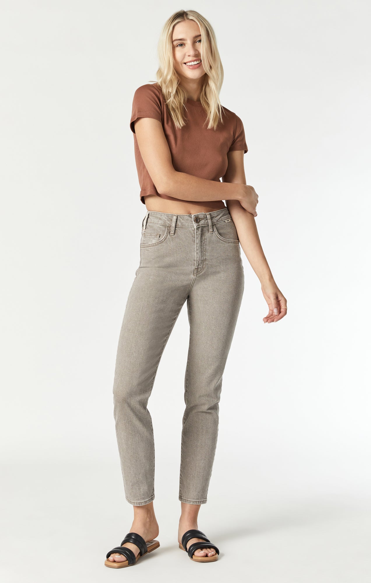 CINDY MOM JEANS IN BROWN NATURAL DYE - Mavi Jeans