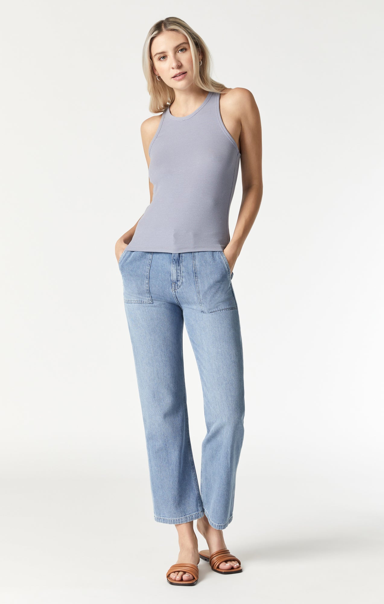 RACER BACK TANK TOP IN NATURAL LILAC - Mavi Jeans