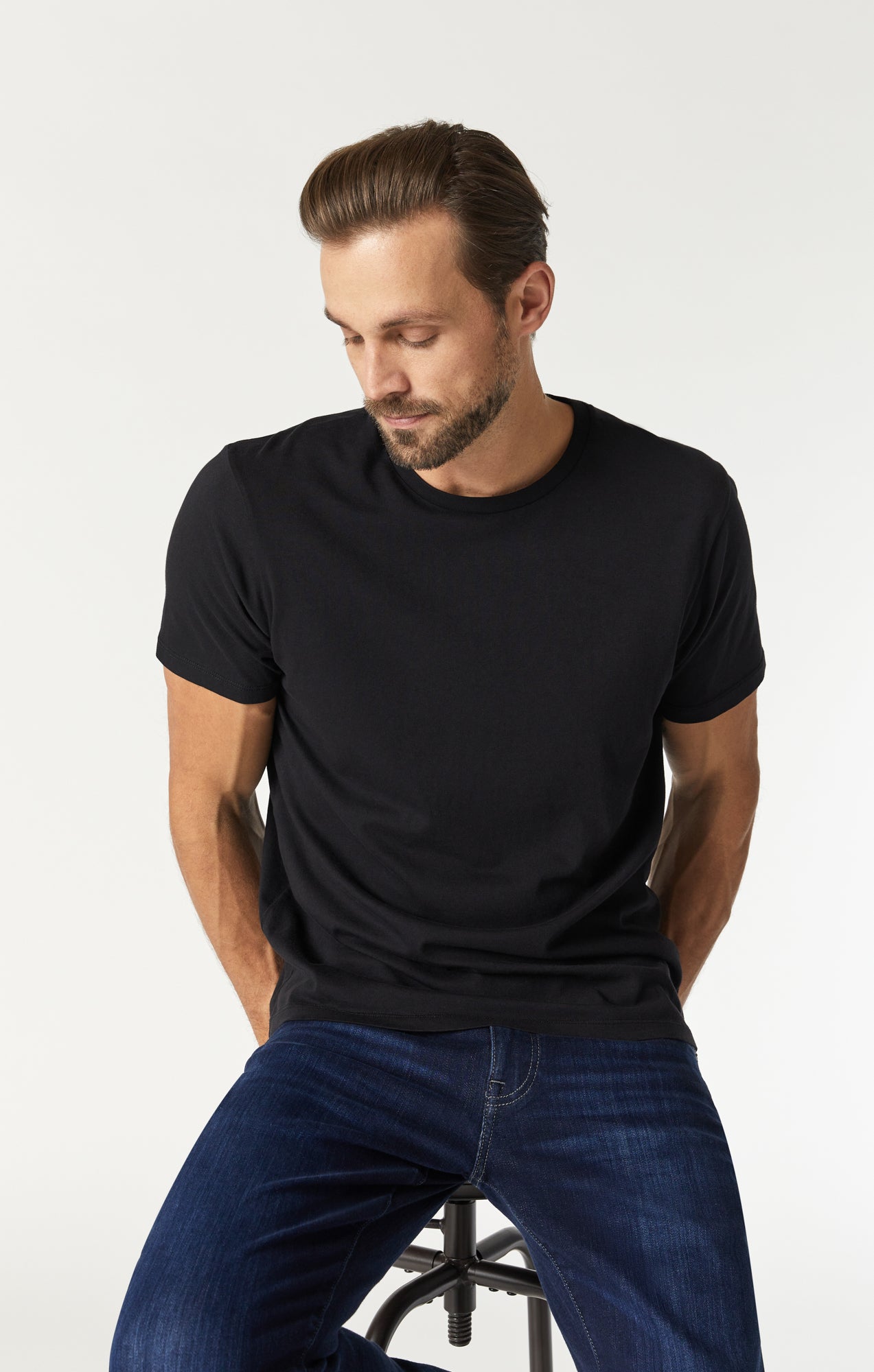 BASIC CREW NECK T-SHIRT IN BLACK - Mavi Jeans