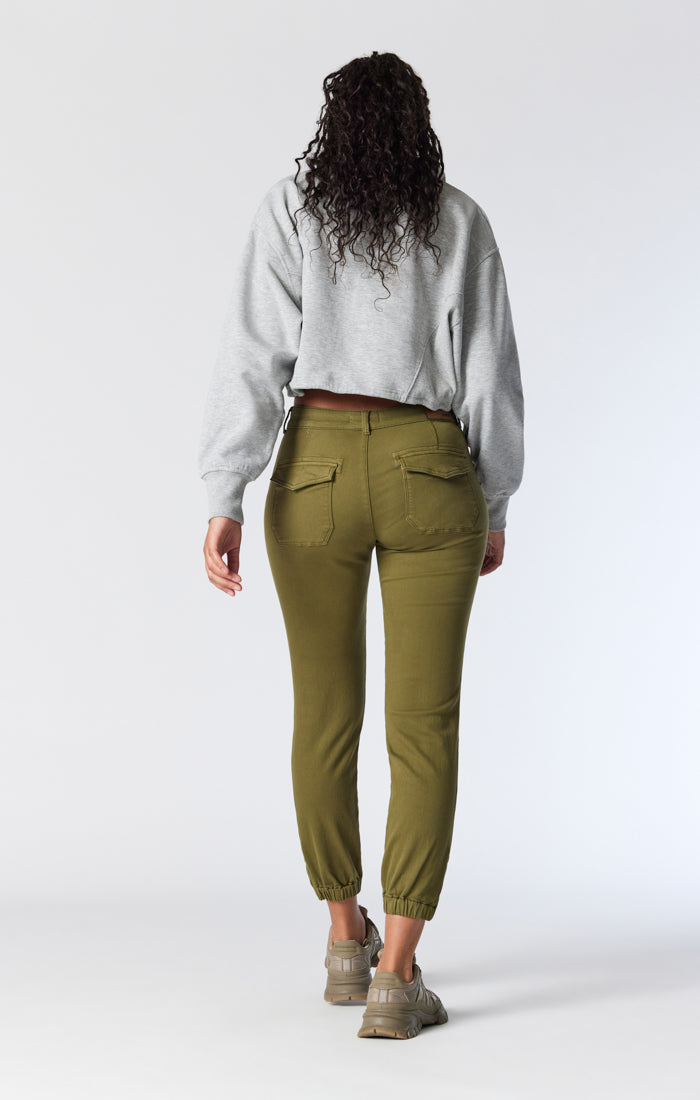 Mavi Women's Ivy Mid-Rise, Slim Cargo Pants in Branch Twill