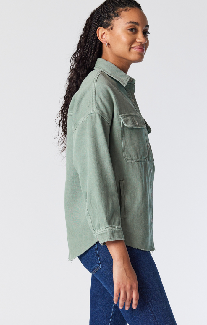 Mavi Women's Tamara Oversized Denim Shirt in Lily Pad Colored Mavi Women's Tamara Oversized Denim Shirt in Lily Pad Colored