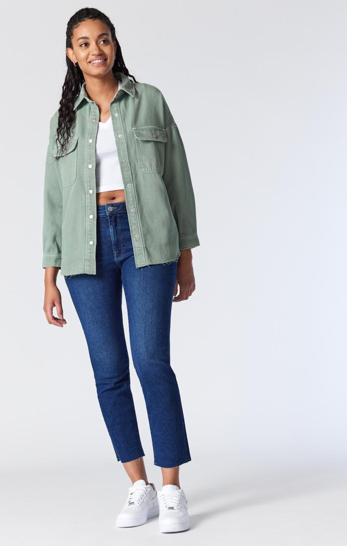 TAMARA OVERSIZED DENIM SHIRT IN LILY PAD COLORED DENIM - Mavi Jeans