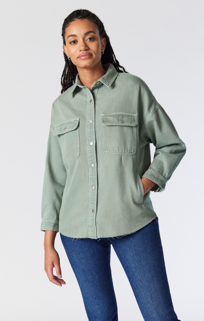 TAMARA OVERSIZED DENIM SHIRT IN LILY PAD COLORED DENIM - Mavi Jeans