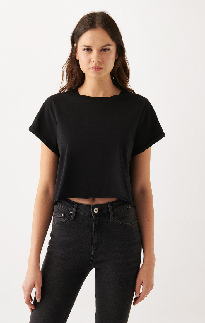 WOMEN'S SHORT SLEEVE T-SHIRT IN BLACK - Mavi Jeans
