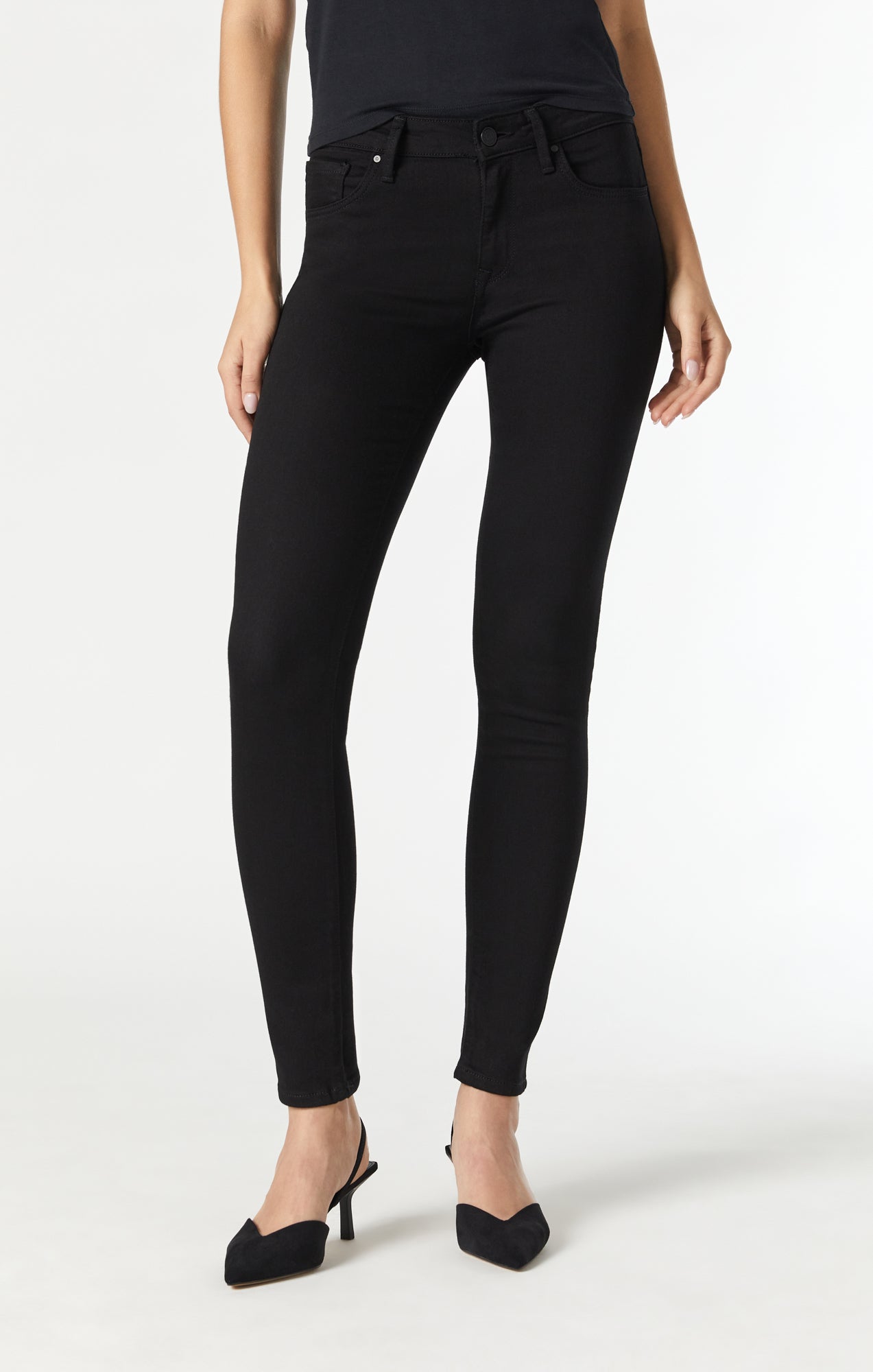 Mavi Women's Adriana Mid Rise Super Skinny Jeans in Double Black