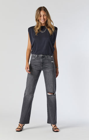 BARCELONA WIDE LEG JEANS IN LIGHT GREY RIPPED ORGANIC BLUE