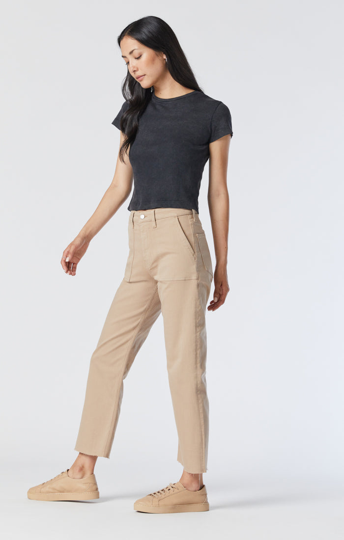 SHELIA FRONT POCKET STRAIGHT PANTS IN SILVER MINK TWILL - Mavi Jeans