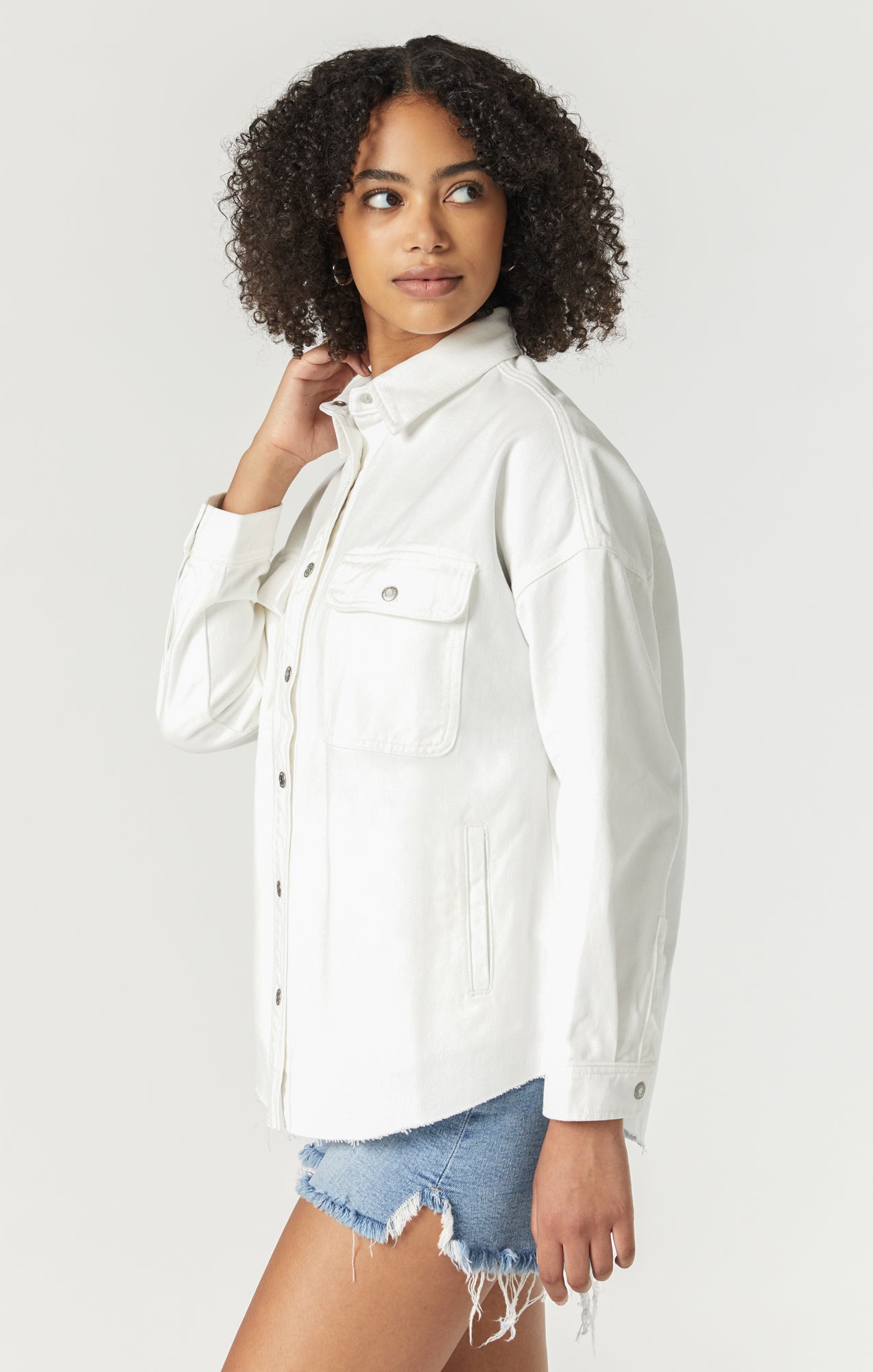 Mavi Women's Tamara Oversized Denim Shirt In Off White True Blue