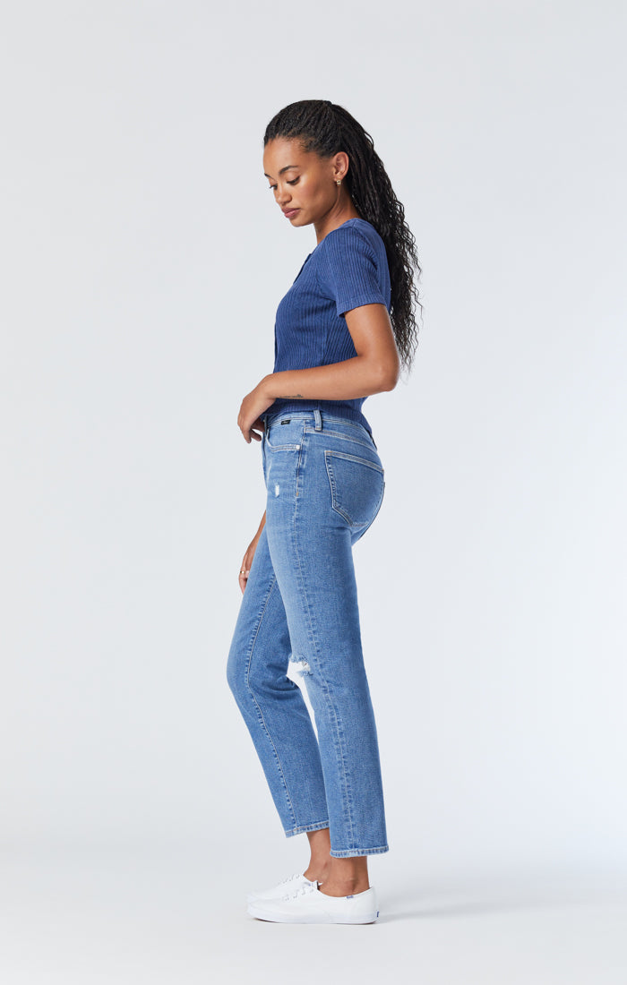 Girlfriend Regular Ankle Jeans - Denim blue - Ladies