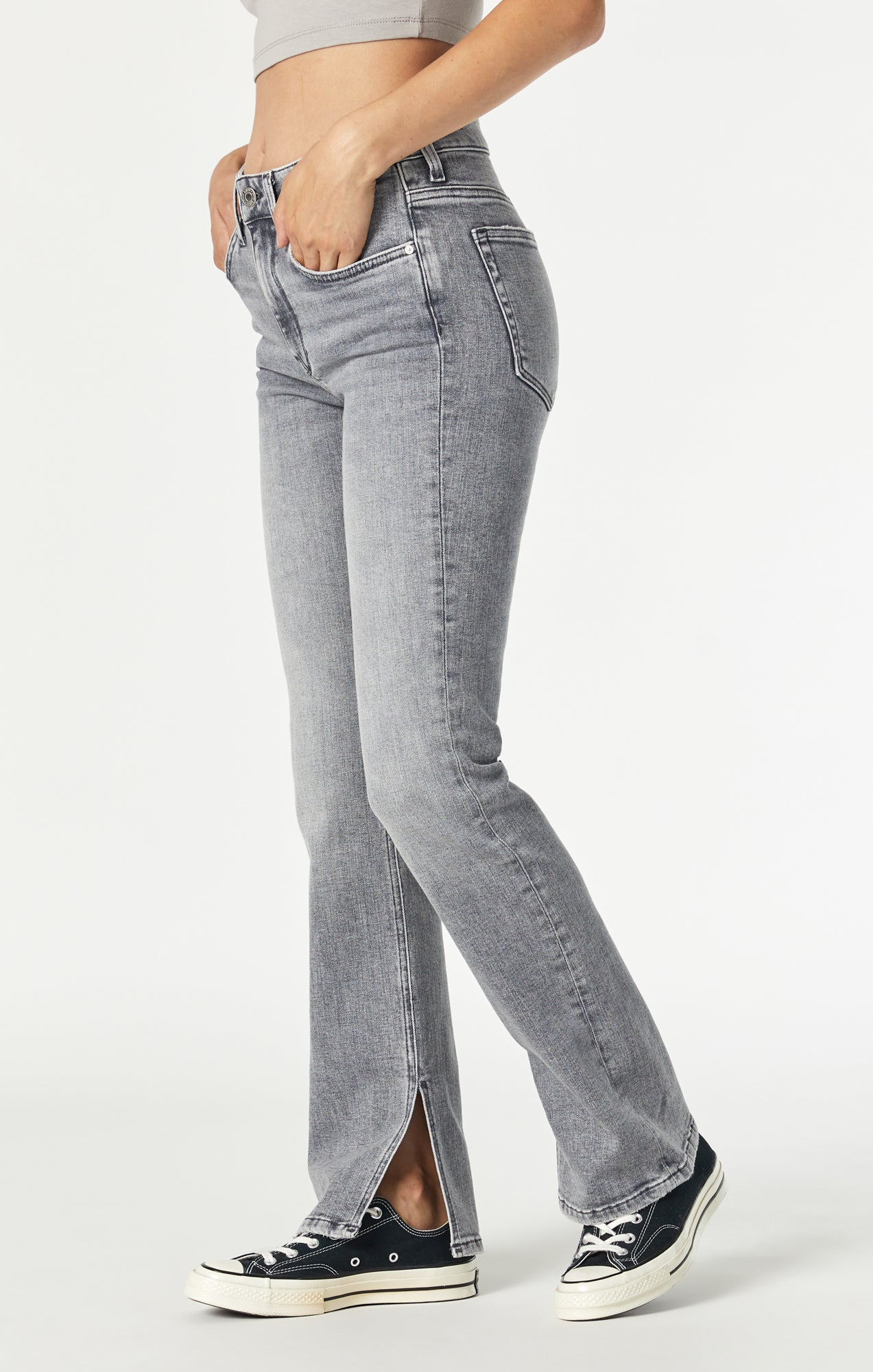 MARIA SLIT HEM FLARE IN VINTAGE GREY LA BLUE - Mavi Jeans