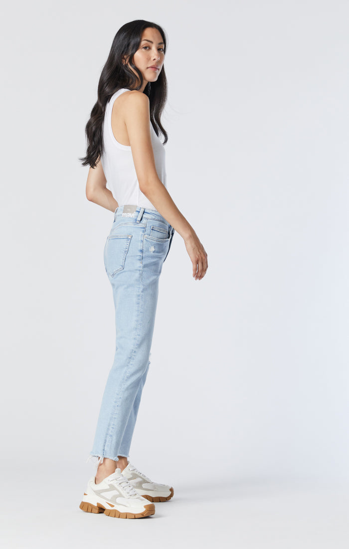 VIOLA STRAIGHT LEG JEANS IN LIGHT RIPPED RECYCLED BLUE - Mavi Jeans