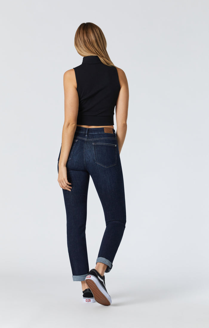 KATHLEEN SLIM BOYFRIEND IN DEEP BRUSHED FEATHER BLUE - Mavi Jeans