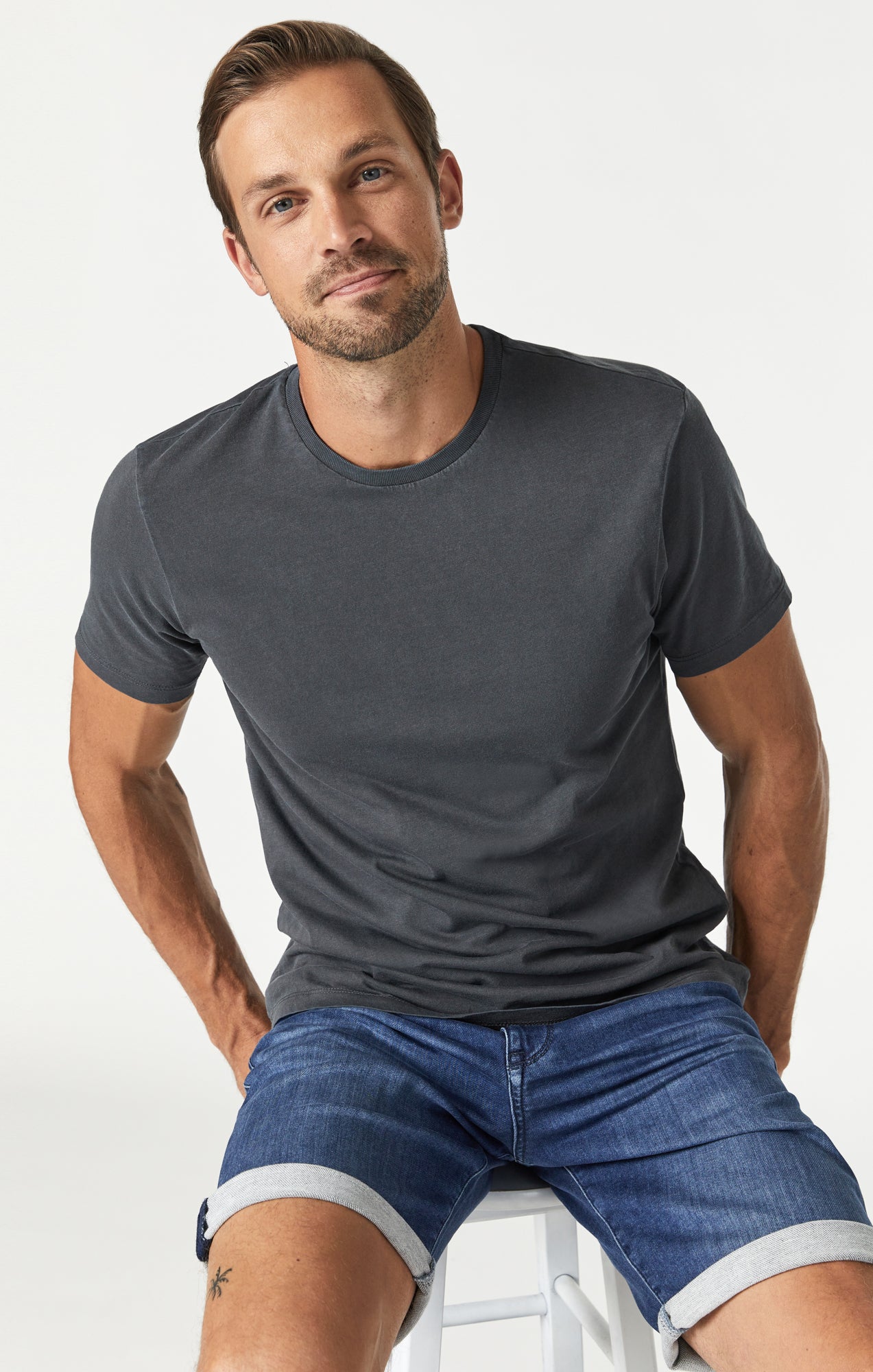 BRIAN SHORTS IN DARK BRUSHED ATHLETIC - Mavi Jeans