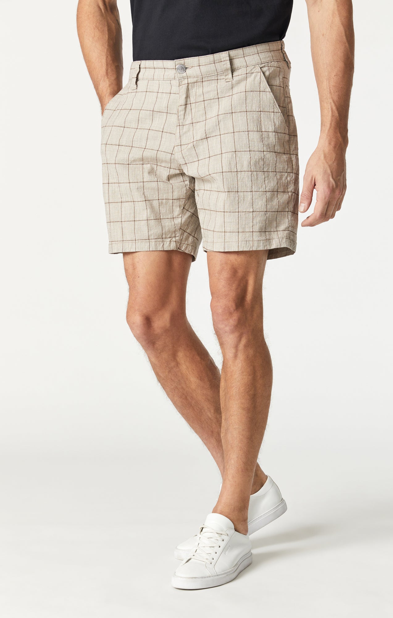 NATE SHORTS IN BEIGE CHECKED - Mavi Jeans