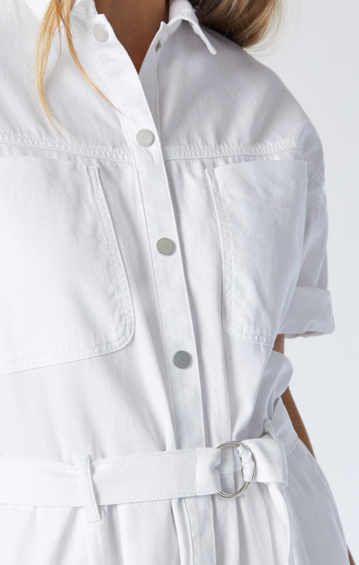AVERY DENIM SHIRT DRESS IN WHITE DENIM - Mavi Jeans