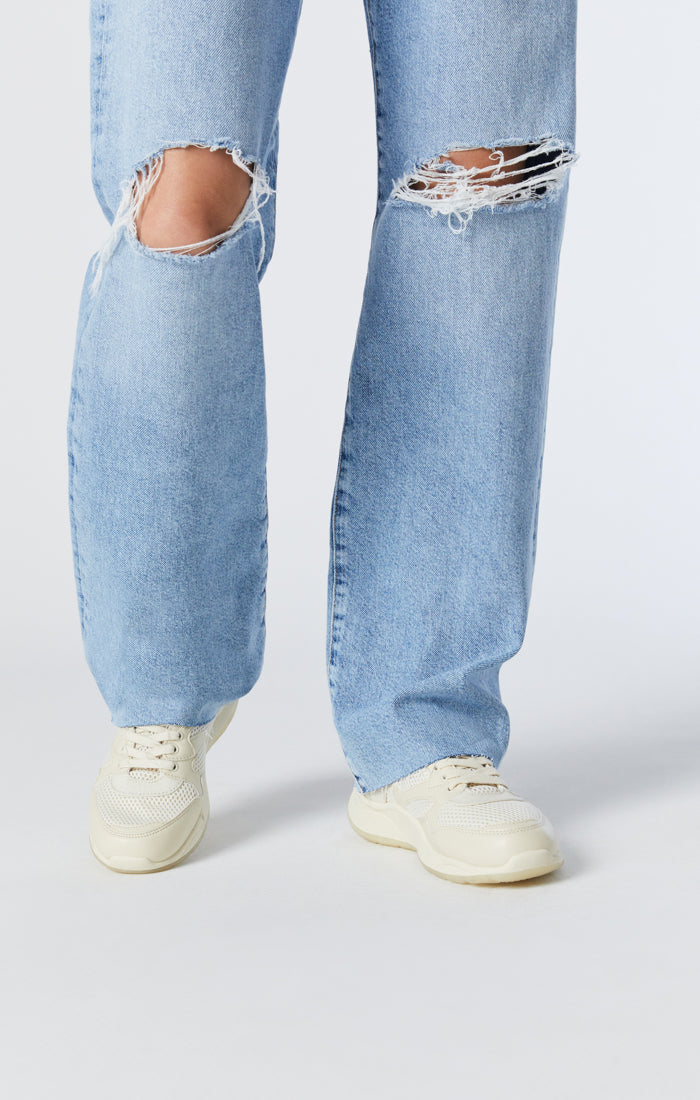 BARCELONA WIDE LEG JEANS IN LIGHT RIPPED ORGANIC BLUE - Mavi Jeans