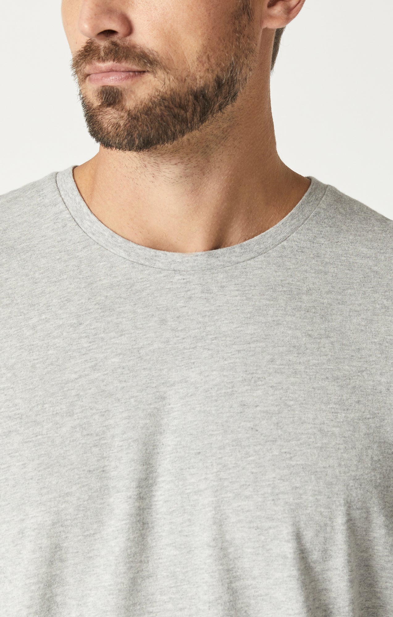 CREW NECK T-SHIRT IN LIGHT GREY MELANGE - Mavi Jeans
