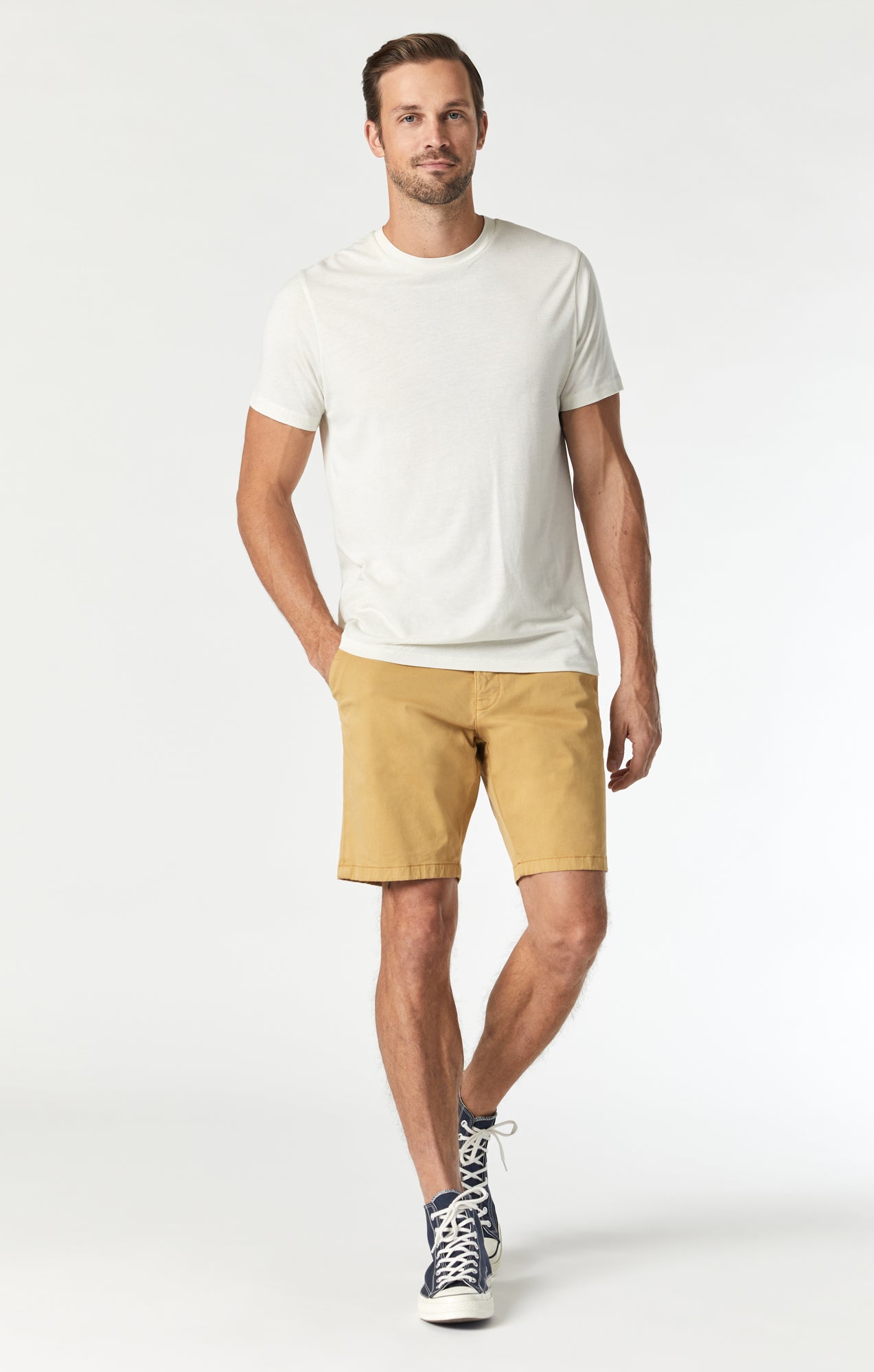 JACOB CROP SHORTS IN MUSTARD GOLD TWILL - Mavi Jeans