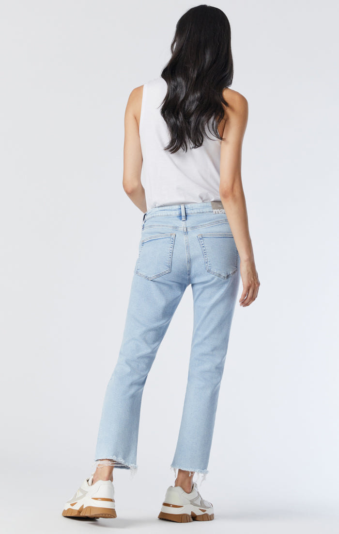 VIOLA STRAIGHT LEG JEANS IN LIGHT RIPPED RECYCLED BLUE - Mavi Jeans