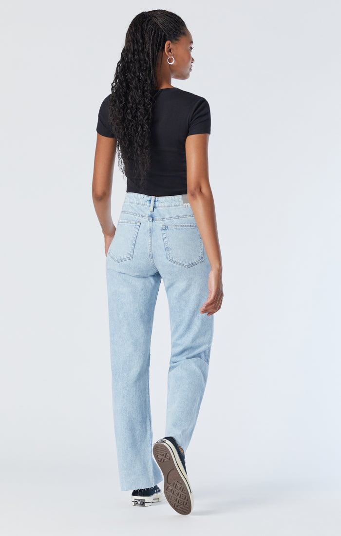 BARCELONA WIDE LEG JEANS IN BLEACHED RIPPED ORGANIC BLUE - Mavi Jeans