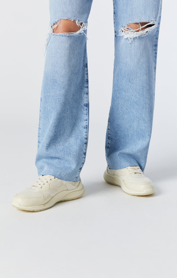 BARCELONA WIDE LEG JEANS IN LIGHT RIPPED ORGANIC BLUE - Mavi Jeans
