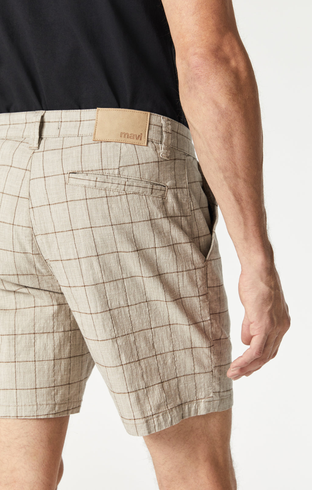 NATE SHORTS IN BEIGE CHECKED - Mavi Jeans