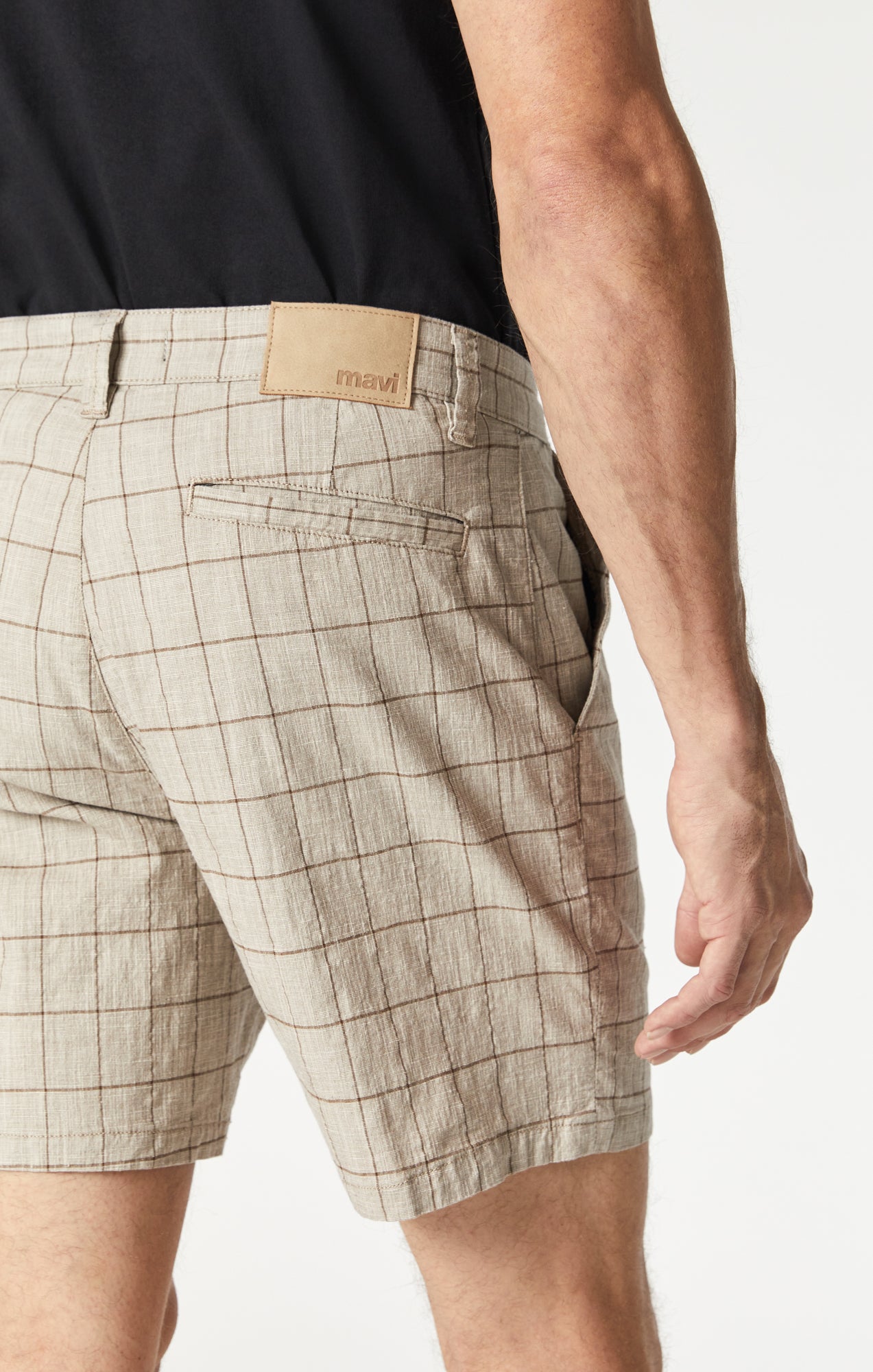 NATE SHORTS IN BEIGE CHECKED - Mavi Jeans