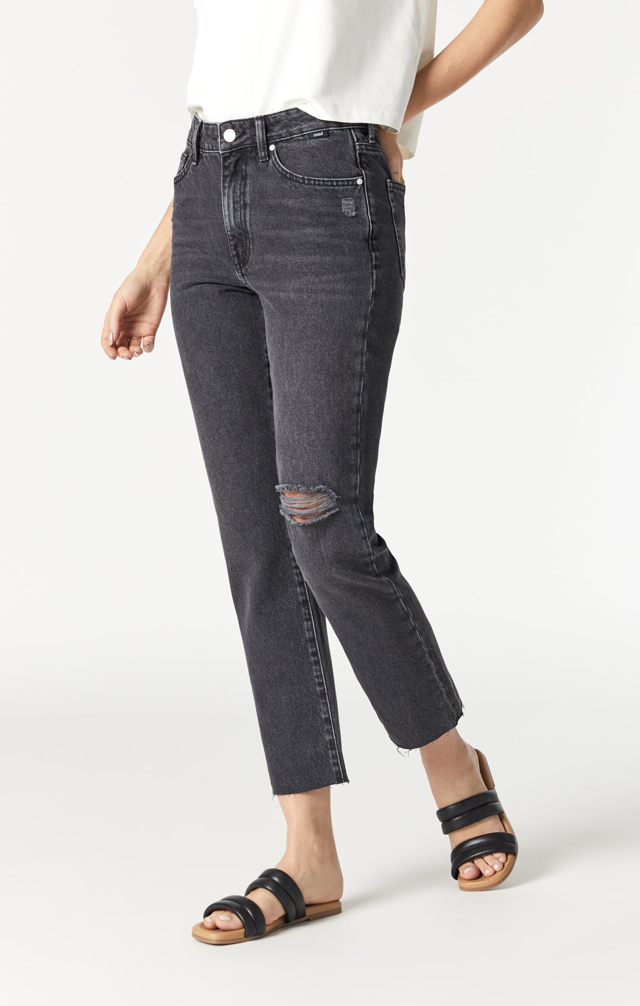 NEW YORK STRAIGHT LEG IN SMOKE RIPPED DENIM - Mavi Jeans