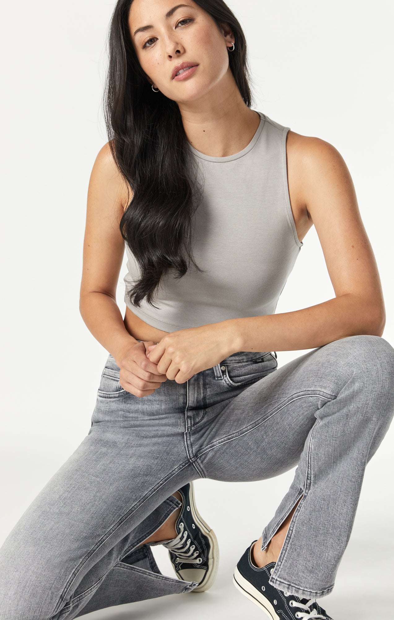 MARIA SLIT HEM FLARE IN VINTAGE GREY LA BLUE - Mavi Jeans